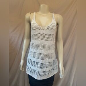 GAP White Open-Knit Scoop Neck Tank